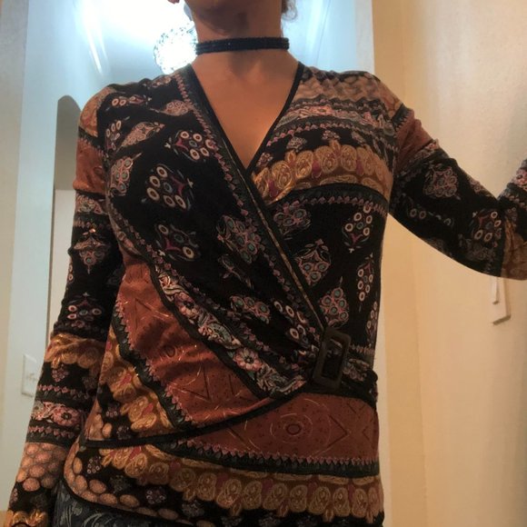 Price Drop!! ANAC designed by Kimi Printed Boho Surplice Top - Picture 3 of 6